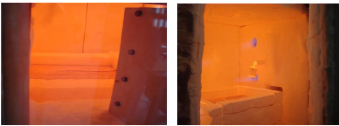 Figure 3: Fire test performance (Left: during test, Right: after testing) 