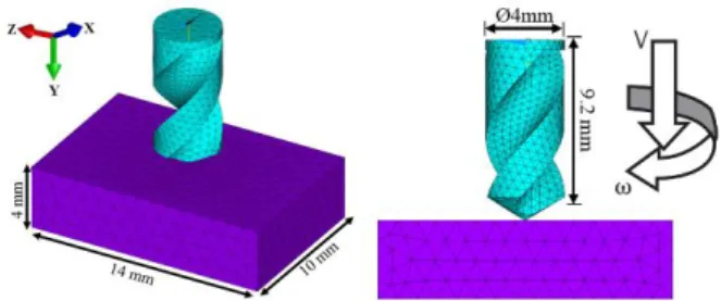 Figure 3. Numerical model of the bone drilling. 