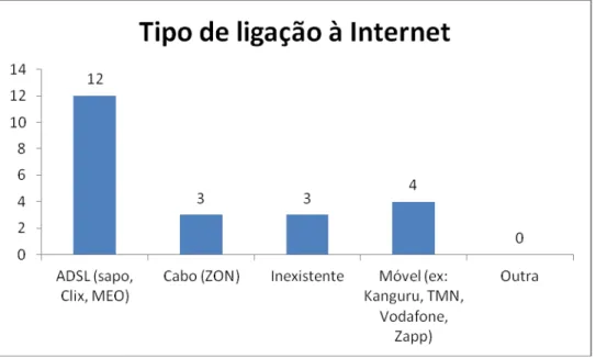 Gráfico 12 Tipologia de ligação à Internet 