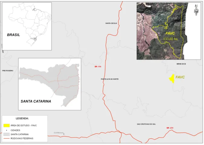 Figura 23 – Localização da área de estudo. Fazenda Rio das Pedras, Ponte Alta do Norte, SC