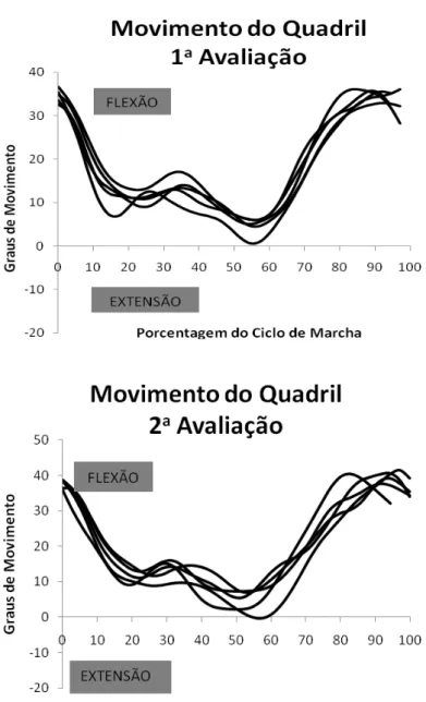 Figura 3 - Representação qualitativa do deslocamento angular do quadril no 1º e 2º dia de avaliação  do sujeito E8