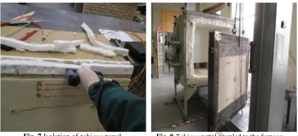 Fig. 7 Isolation of tabique panel.  Fig. 8 Tabique panel coupled to the furnace. 
