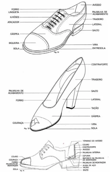 Figura 6: Componentes do Calçado (Mylius, M., O Sapato, 1993, p.19). 