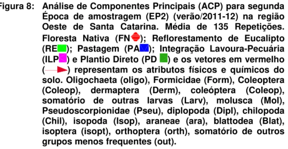 Figura 8:  Análise de Componentes Principais (ACP) para segunda  Época  de  amostragem  (EP2)  (verão/2011-12)  na  região  Oeste  de  Santa  Catarina