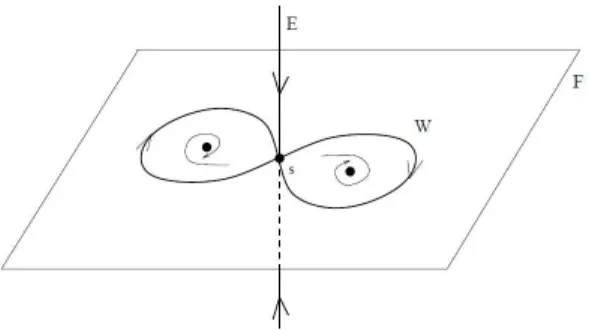 Figura 1.1: Uma conexão de dupla sela homoclínica expandindo área