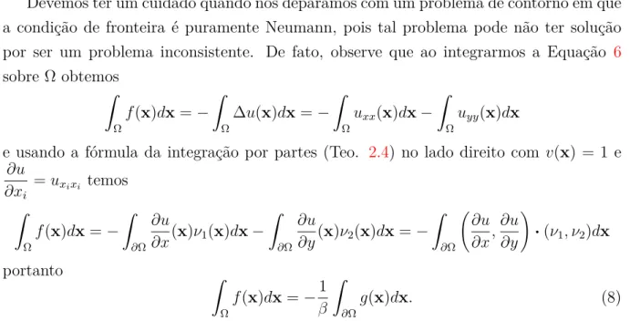 Tabela 1 – Existência e unicidade de soluções das Equações de Laplace e Poisson para cada uma das condições de fronteira.