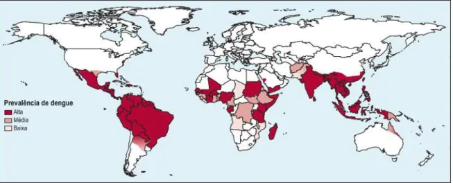Figura 4  –  Prevalência mundial de infecções pelo vírus dengue 