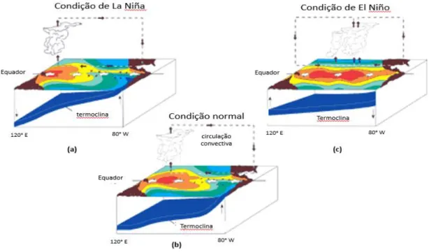 Figura 4: Condições sobre o oceano Pacífico dos fenômenos El Niño-Oscilação Sul  (ENOS)