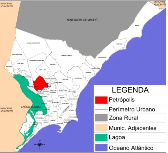 Figura 1 - Localização do Bairro de Petrópolis em Maceió-AL. 