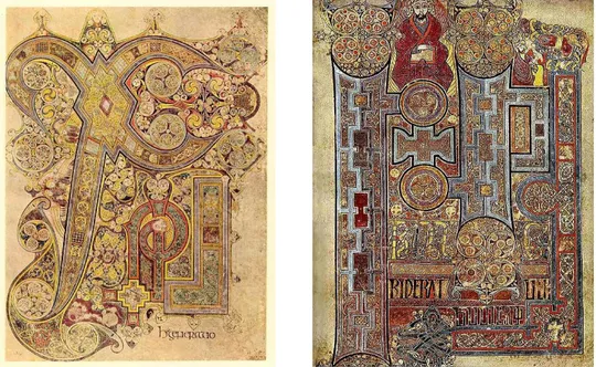 Figura  13  -  Páginas  do  Livro  de  Kells  ilustrado  pelos  monges  celtas  800Dc