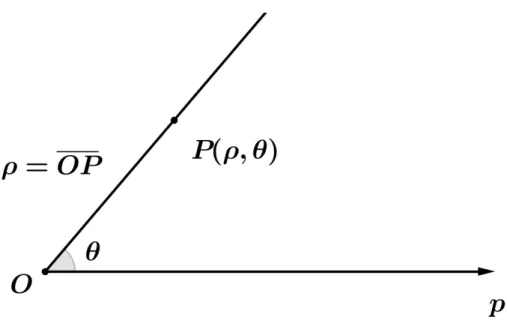 Figura 5: Representac¸˜ao de um ponto P no Sistema de Coordenadas Polares