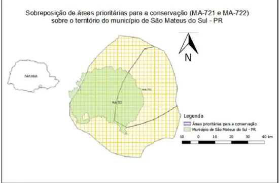 Figura 1  –  Áreas prioritárias para a conservação no município de São Mateus do Sul  –  PR 