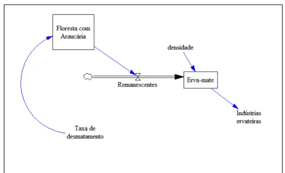 Figura 3  –  Reprodução de modelo de simulação da relação entre áreas remanescentes de Floresta  com Araucária em municípios selecionados com a disponibilidade de erva-mate para extração e 