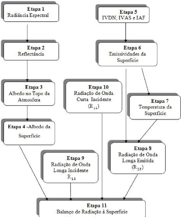 Figura 3.14 - Diagrama das etapas do processamento do Balanço de radiação à superfície do  algoritmo SEBAL