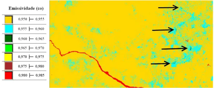 Figura  4.4  -  Imagem  classificada  da  emissividade  da  superfície  estimada  para  o  dia  17/01/1987 com o MED