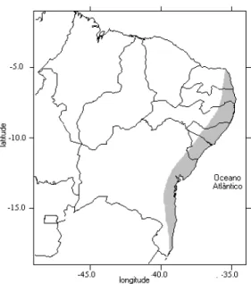 Figura 2 –  Nordeste Brasileiro com destaque para a Região do Litoral Leste.  