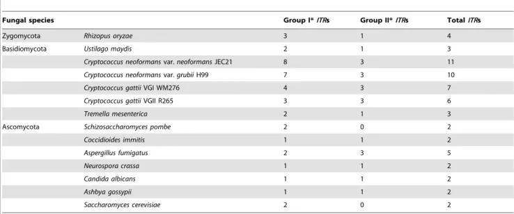 Table 1. Number of inositol transporter (ITR) candidates in fungi.