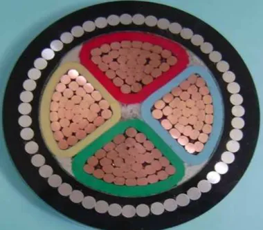 Fig. 1. Cross-section of a typical multi-core armoured power cable.