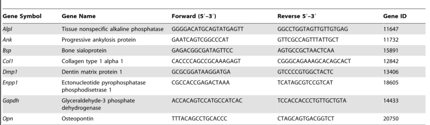 Table 1. Real time quantitative PCR primer sequences.