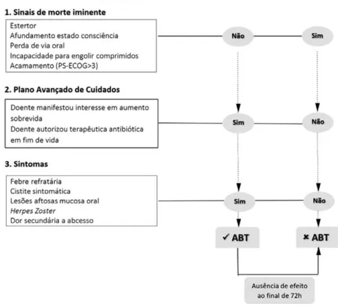 Figura 1: Proposta de abordagem da terapêutica antibiótica para doentes em fim de vida