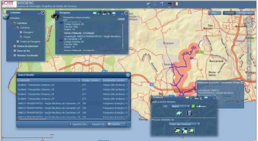 Figure 9 – Example of an advanced spatial analysis tool (select bus line by buffer) 