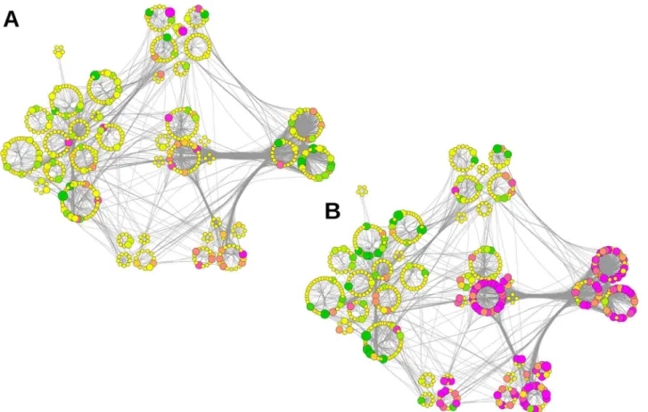 Fig 5. Relative abundance of proteins mapped to the subcommunity structure of the network