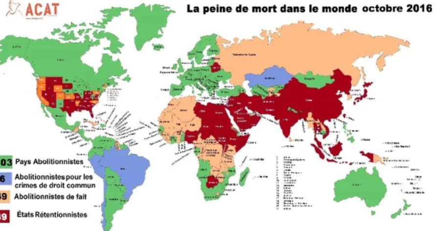 Figura 01 – Cartografia com os países que adotam a pena de morte 2