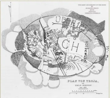 FIG  2.  My  overlap  of  the  geography  of  the  mind  (S.Freud)  with  the  topography  of  Troy  (E.Burnouf)