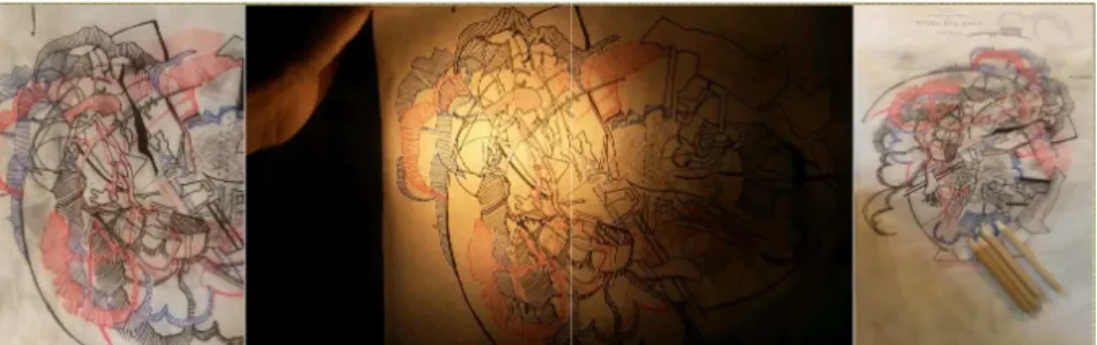 FIG 3. Drawing explorations of an augmented trans D.Kypraiou.