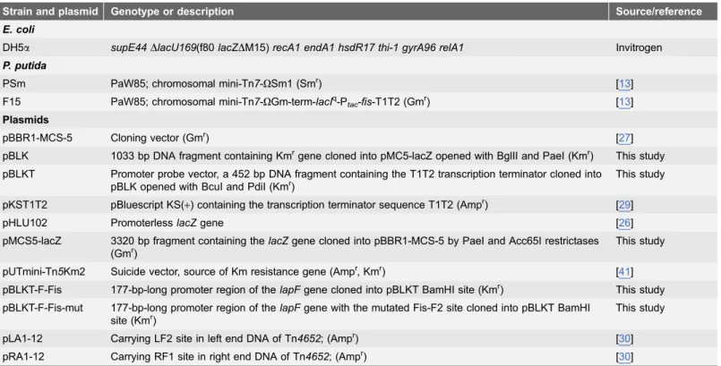 Table 1. Bacterial strains and plasmids used in this study.