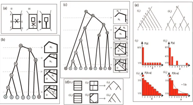 Figure 3. Hierarchical decomposition and nesting trees. (a) Deletion of an edge in a loopy graph