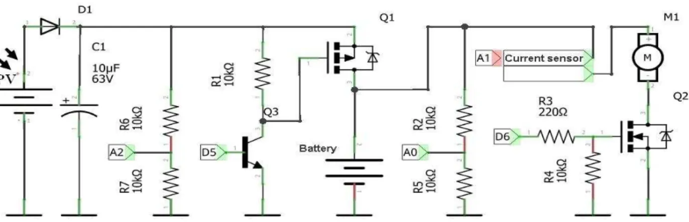 Fig. 3- The main schematic of the monitoring and  control circuit with the microcontroller