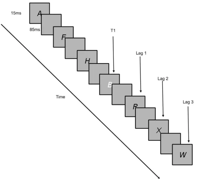 Figure 1. Attentional blink task. Sample of a single trial of the attentional blink task