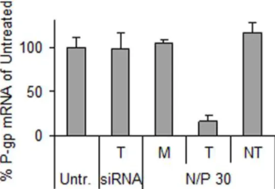 Figure 5. The effect of P-gp knockdown on R123 efflux. Intracellular levels of R123 as a function of A) siRNA concentration and B) days post- post-transfection