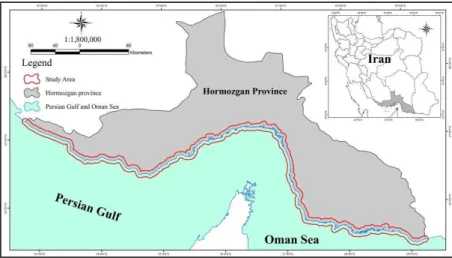 Fig. 1: The geographical location of the Hormozgan province as the study area Fig. 1: The geographical location of the Hormozgan province as the study area