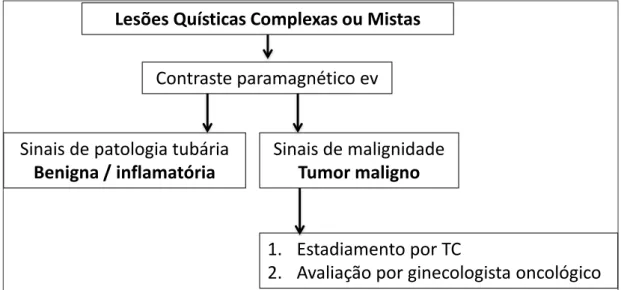 Figura 10 – Abordagem diagnóstica das lesões quísticas complexas ou mistas em RM.