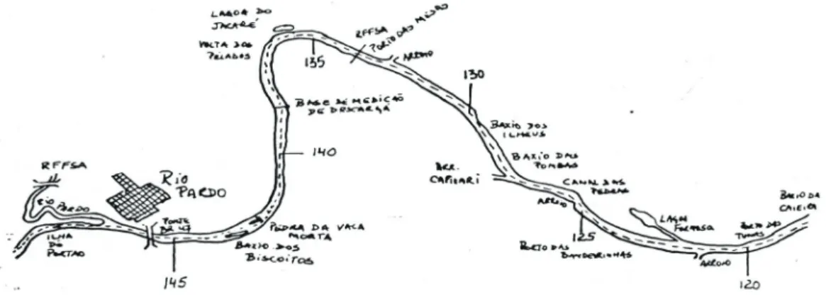 Figura 8. Mapas representa� vos sequenciais do Rio Jacuí, PK  150 a PK 120