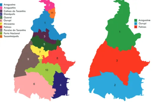 Figura 1. Regiões imediatas (esquerda) e regiões intermediárias (direita) do Tocanti ns.