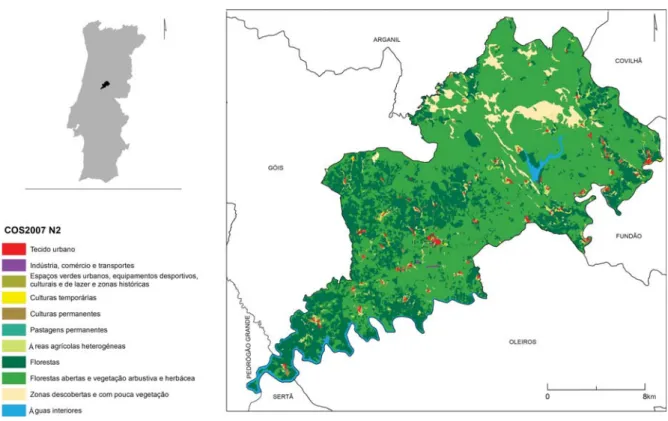 Fig. 2 – Padrões de uso e ocupação do solo no concelho de Pampilhosa da Serra.  