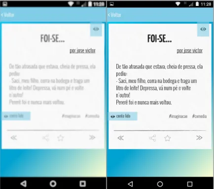 Figura 5: Captura de tela de um conto do aplicativo diminuto no smartphone.