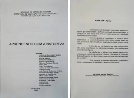 Figura 06 - Versão Impressa - Cartilha Aprendendo com a Natureza, 1996.