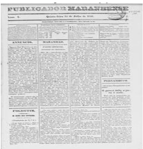 Figura 1. Capa O Publicador Maranhense, São Luís, nº 01, 9 de julho de 1842, p. 1. 