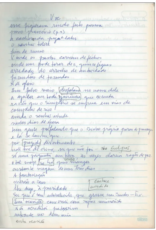 Figura 3 – Lista de palavras (caderno não numerado).