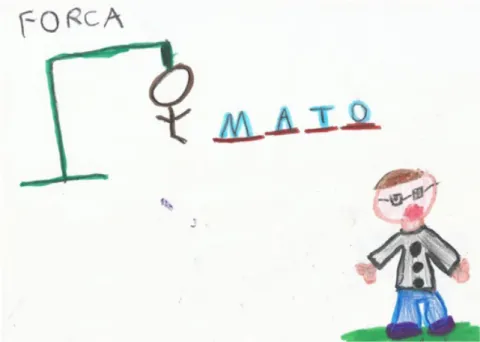 Figura 7: A third child also represents a  image of the same  game “O Jogo da Forca” in its digital version