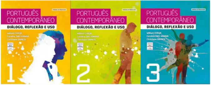Fig. 1 – Português Contemporâneo: Diálogo, Reflexão e Uso - Volumes 1, 2 e 3 
