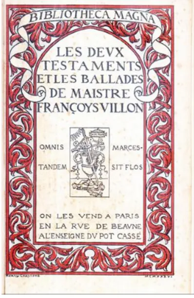 Figura 2 - Capa da edição de Testaments et les Ballades que Candido encontrou em 1936 