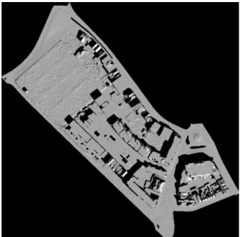 Figure 7: True ortho (detail) 2011; note the double roof edge at the building to the right, due to occlusion.