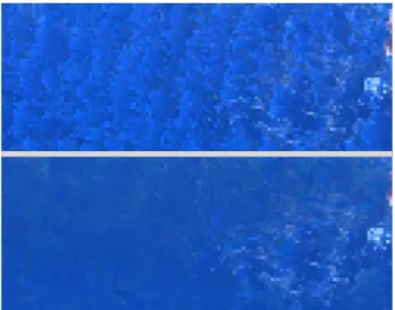 Fig. 4. An RGB image of the minimum reflectance surface databases of an area between 0S - 25S and 145W - 80W (Pacific Ocean) for OCRA (top) and PCRA (bottom).