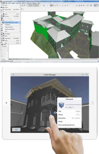 Fig.  7.  The  BIM  of  Castel  Masegra  inspected  with  A360  on  a  tablet. The software preserves object information