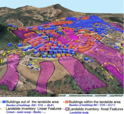 Fig. 6. Representation of the vector landslide inventory of an area enclosing the municipality of Bovino (FG)